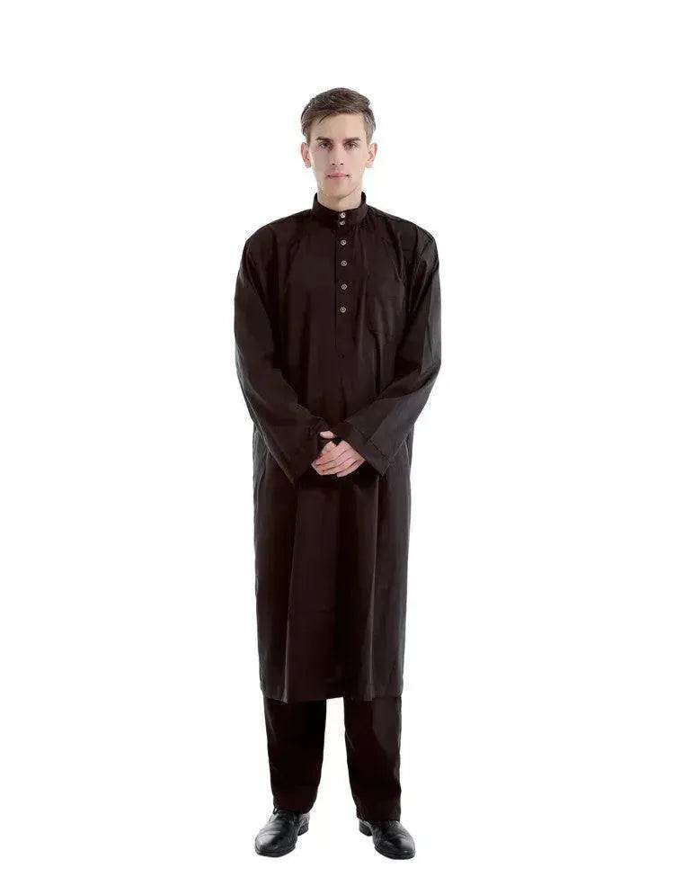 Fashionable and Elegant Arab Two-piece Solid Color Men's Robe Moroccan Men's Jalabiya - EX-STOCK Canada