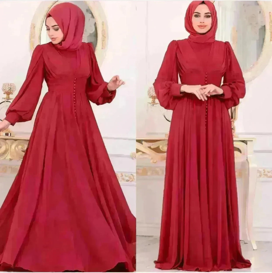 Arab Women's Clothing Long Sleeve Chiffon Dress - EX-STOCK CANADA