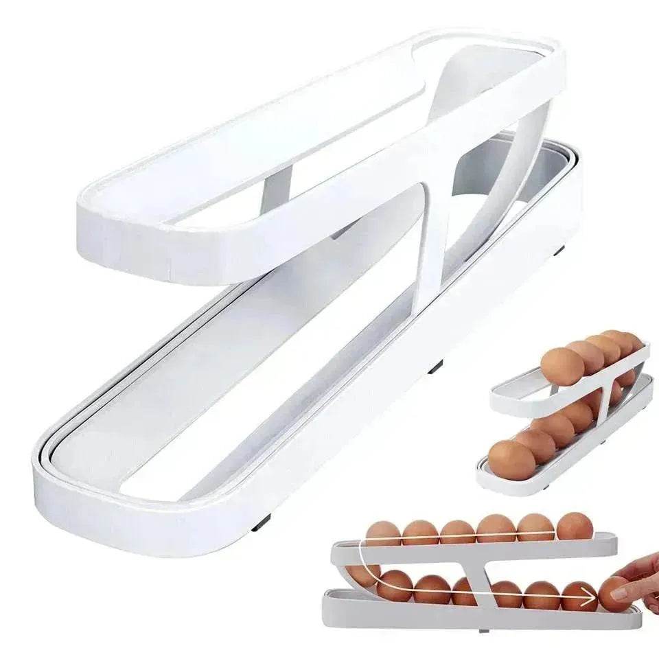 Automatic Scrolling Egg Rack Holder Storage Box Egg Basket Container Organizer Rolldown Refrigerator Egg Dispenser For Kitchen Gadgets - EX-STOCK CANADA