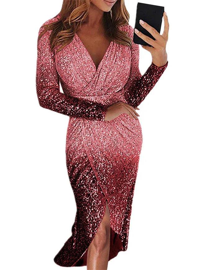 Dinner Party Dress Ladies Shining Evening Party Skirt Gown EX-STOCK Canada