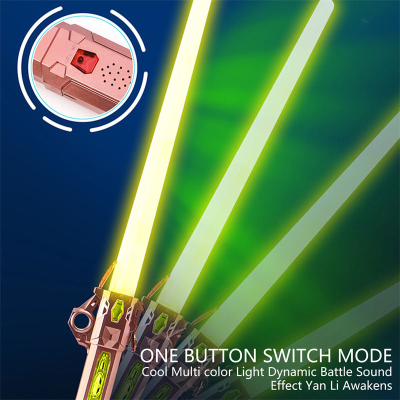 Sabres laser jouets avec mode à bouton unique sur fond bleu