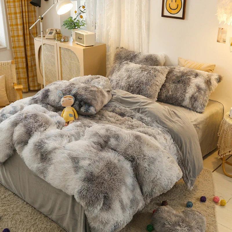 Mink Velvet Four Piece Set Long Plush Crystal Velvet Duvet Cover EX-STOCK Canada