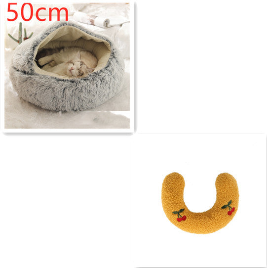 2 In 1 Dog And Cat Bed Pet Winter Bed Round Plush Warm Bed House Soft Long Plush Pets Bed Pet Products EX-STOCK Canada