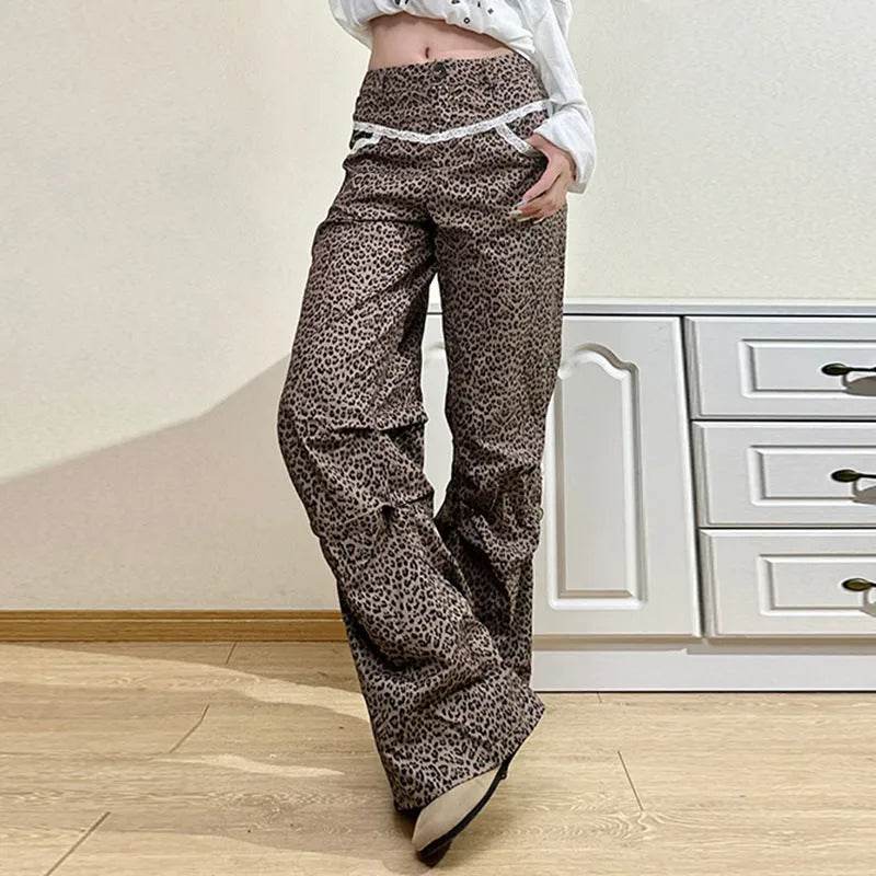 Slim Woven Leopard Print Casual Pants For Women - EX-STOCK Canada