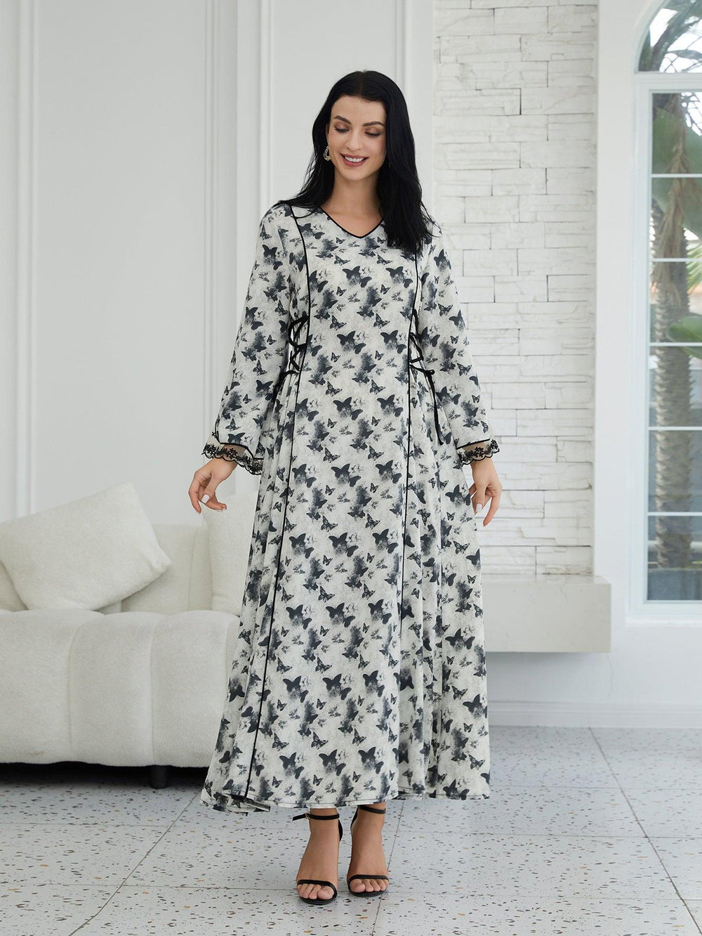 Fashion Printed Muslim Robe Abaiya Dress - EX-STOCK Canada