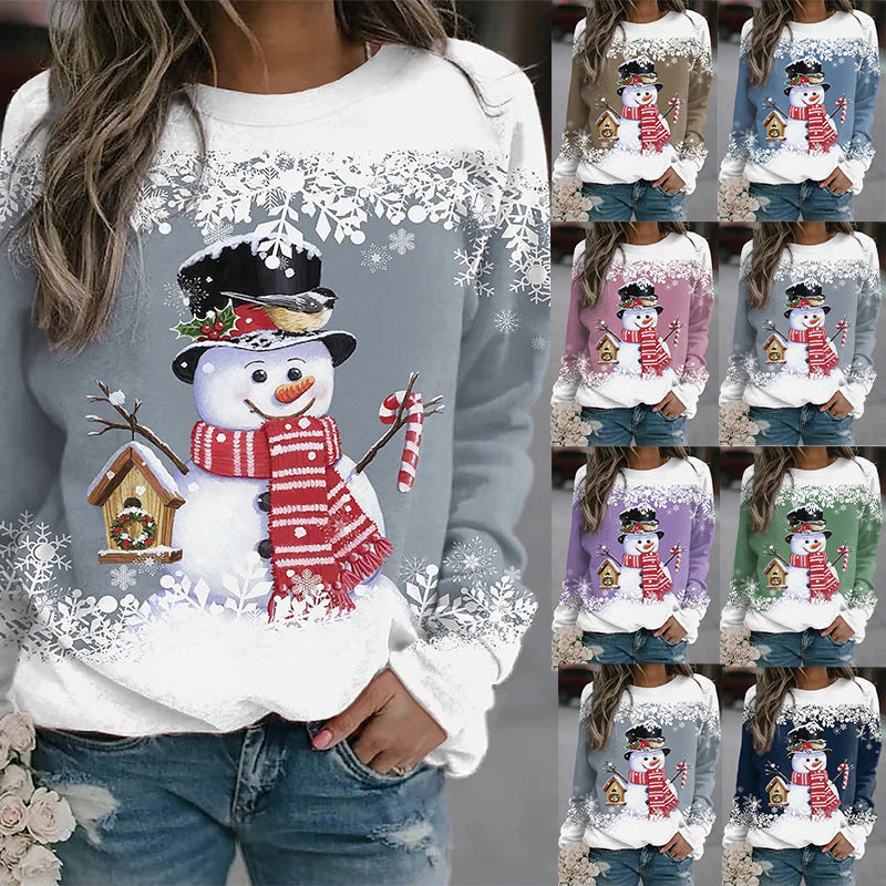 Snowman Printed Panel Loose Sweater EX-STOCK Canada