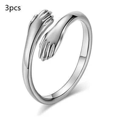 Alloy Simple Hands Hug Ring Opening Adjustable Jewelry - EX-STOCK Canada