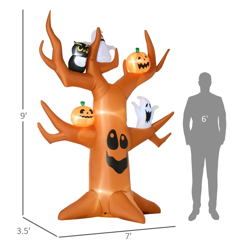 9ft Inflatable Halloween Haunted Tree With Pumpkins, Ghosts And Cat, Blow-Up Outdoor LED Yard Display For Garden, Lawn, Party, Holiday EX-STOCK Canada