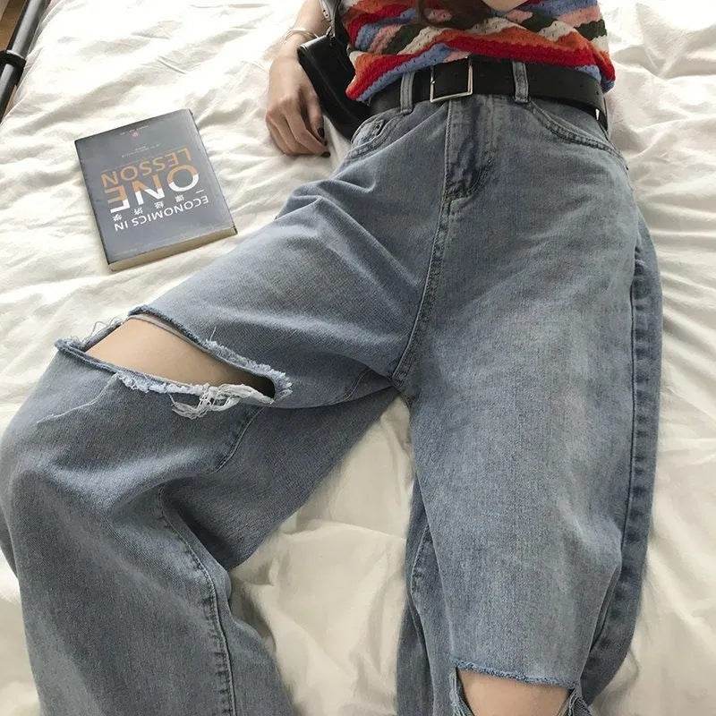 Oversized High Waist Ripped Jeans pant for Women - EX-STOCK Canada