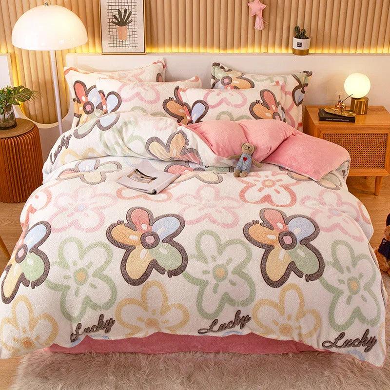 Housse de couette en molleton de corail Drap Taie d'oreiller en flanelleEX-STOCK Canada