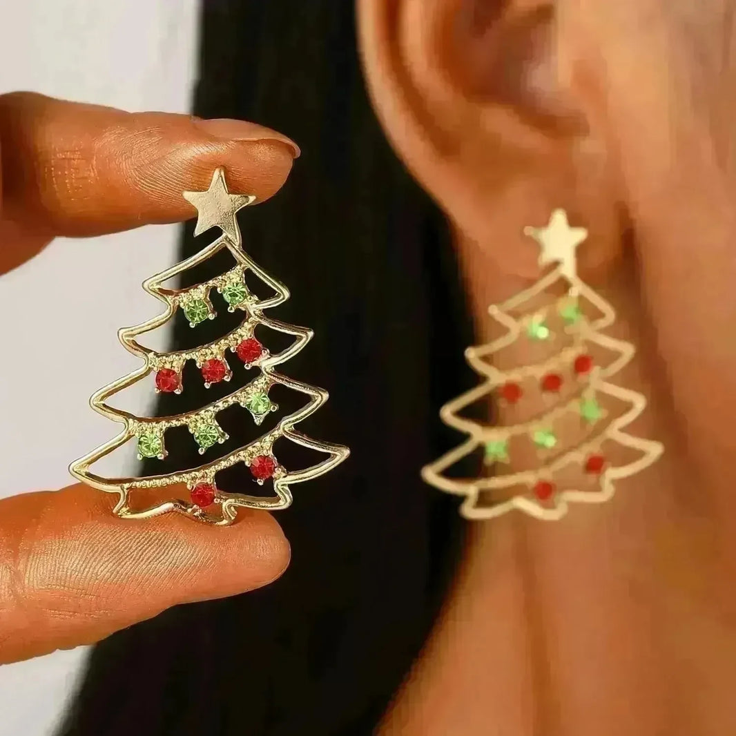 Christmas Earrings With Christmas Tree Colorful Zircon Christmas Tree Earrings For Women Personality Earrings Party Jewelry Christmas Gift - EX-STOCK CANADA