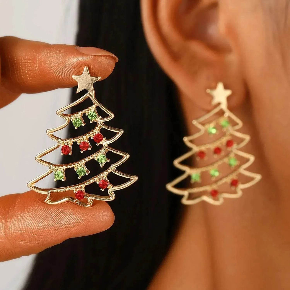 Christmas Earrings With Christmas Tree Colorful Zircon Christmas Tree Earrings For Women Personality Earrings Party Jewelry Christmas Gift - EX-STOCK Canada