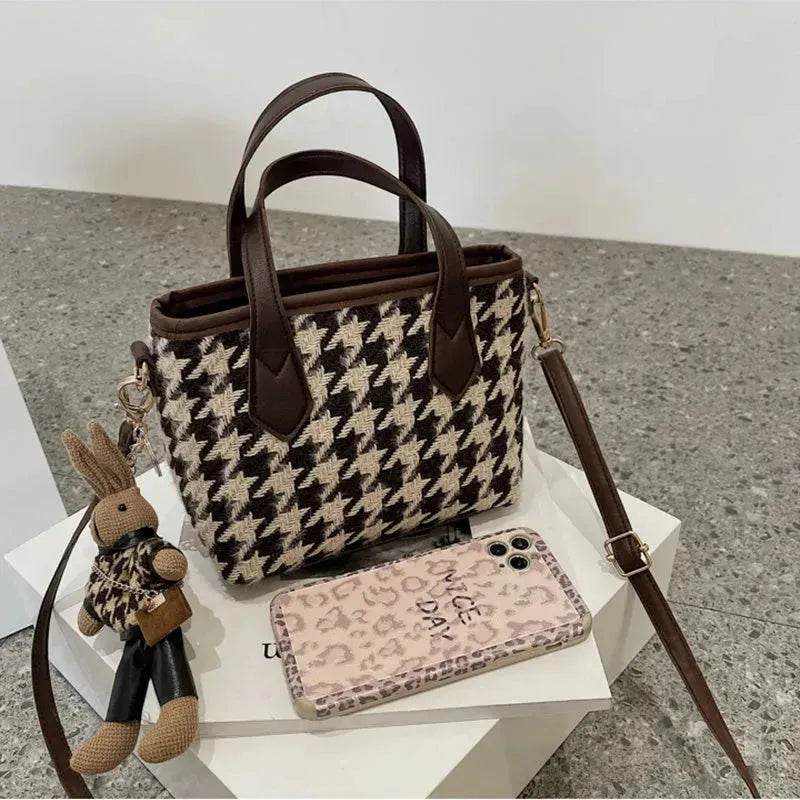 Fashion Houndstooth Shoulder Bags Portable Checkerboard Handbags All-match Messenger Crossbody Bag Women - EX-STOCK Canada