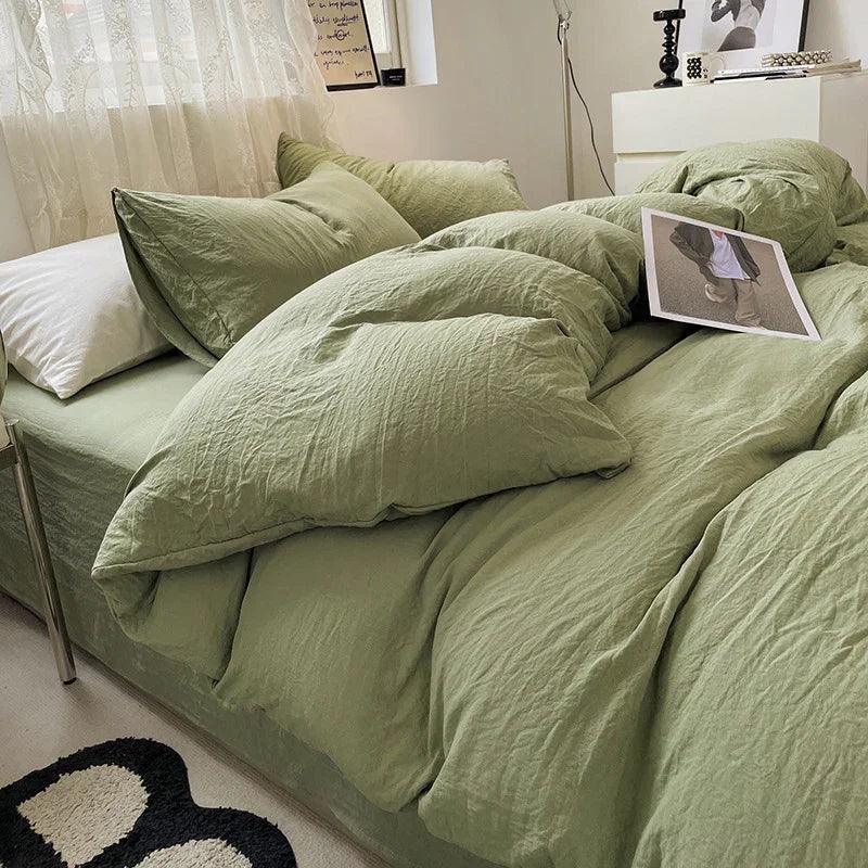 Ensemble de lit quatre pièces Couleur unie Coton lavé au ponçage Housse de couetteEX-STOCK Canada