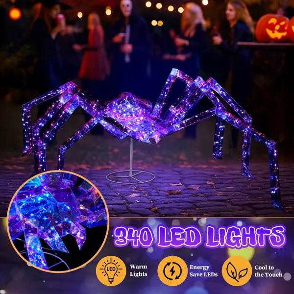 3FT Halloween Decorations Light Up Spider, Outdoor Halloween Decor Lighted Iridescent Spider - EX-STOCK Canada