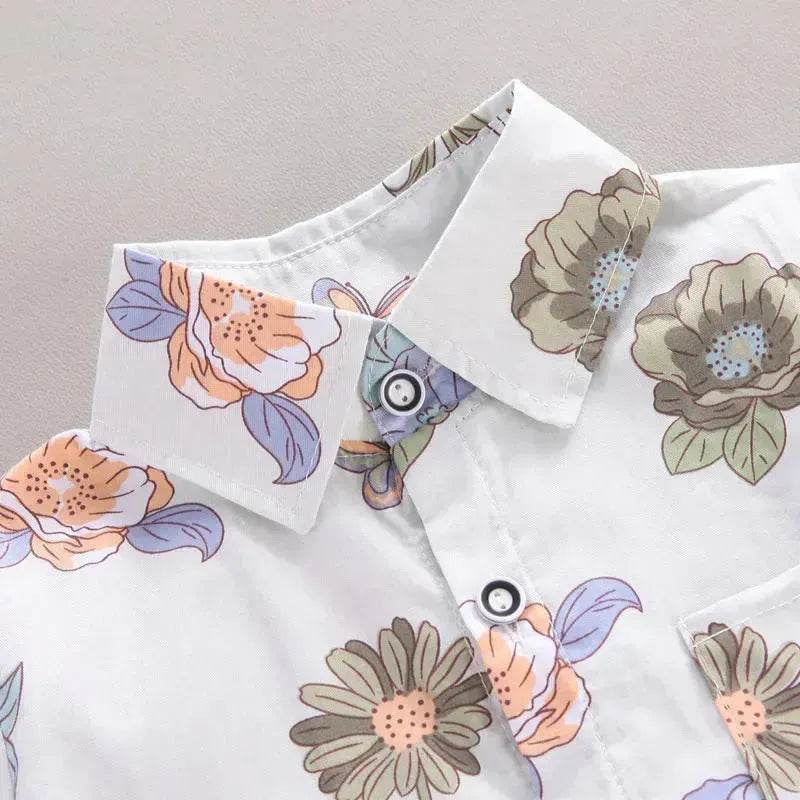 Summer Flower Lapel Shirt Two-piece Set for boys Short sleeve shirt and short pant - EX-STOCK Canada