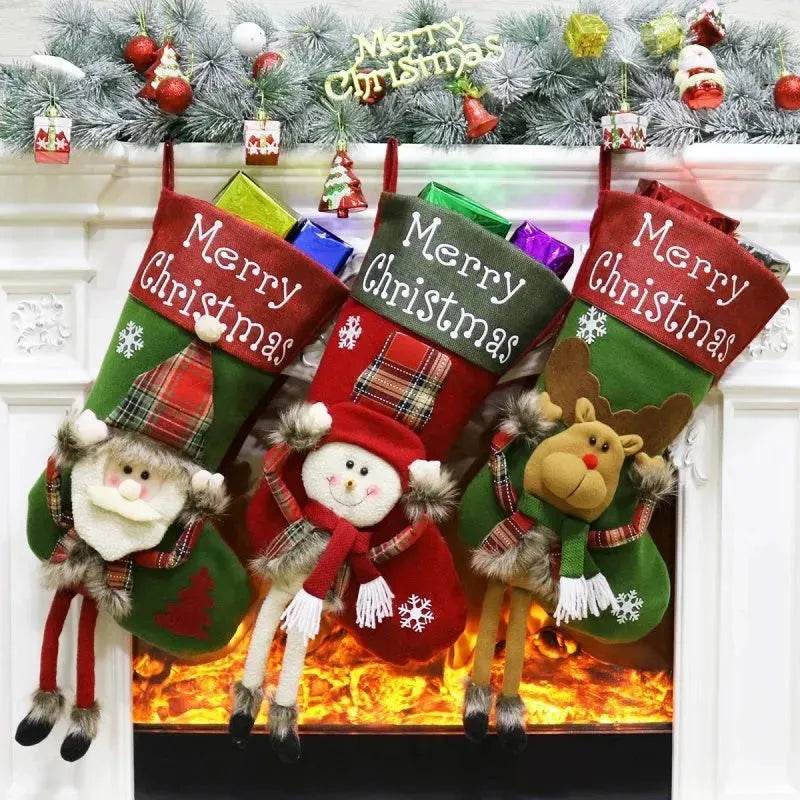 2024 New Year Xmas Big Stockings Set Decorations Christmas 3D Plush Big Sock Christmas Tree Pendant Decorating Supplies - EX-STOCK Canada