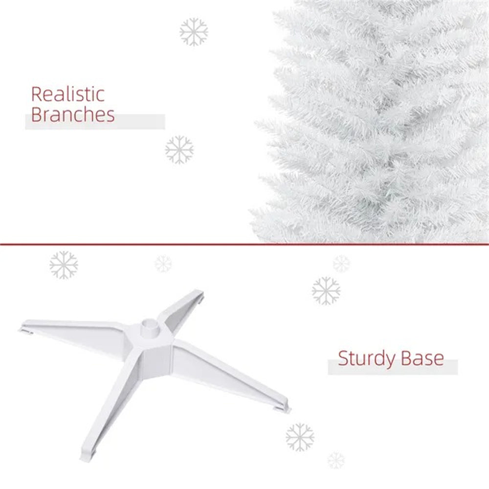 7' Pencil Christmas Tree, Slim Artificial Xmas Tree With Realistic Branches, Sturdy Metal Stand, White EX-STOCK Canada