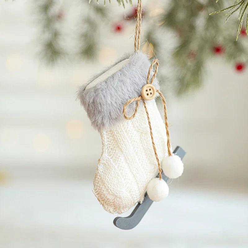 White Plush Fabric Pendant Gloves Sled Creative Christmas Tree Ornaments EX-STOCK Canada