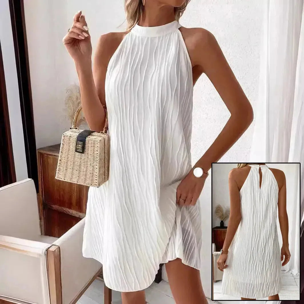 Fashion Dresses For Women Pure Color Halter Backless Dress - EX-STOCK CANADA