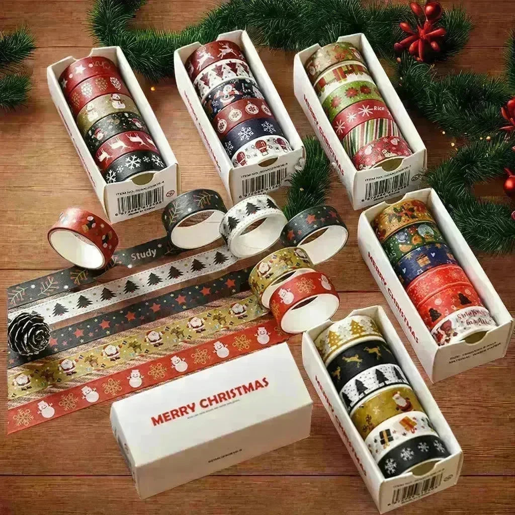 Creative Christmas Gift And Paper Adhesive Tape Journal Tape Christmas Decoration Material Cute Christmas Tape - EX-STOCK CANADA