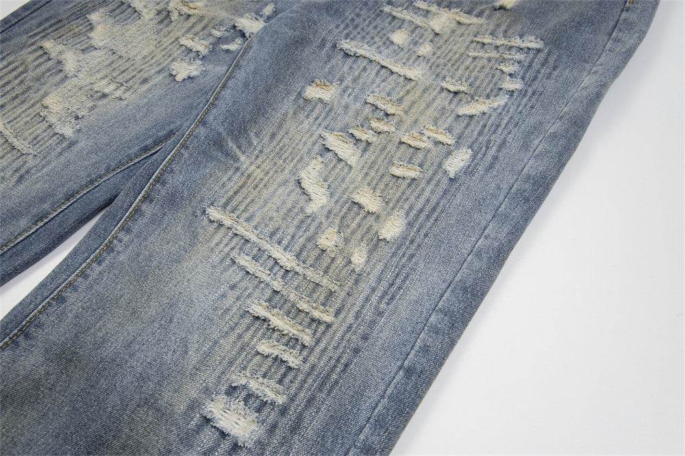 Punk Make Old Ripped Letter Denim Trousers Men Jeans - EX-STOCK Canada