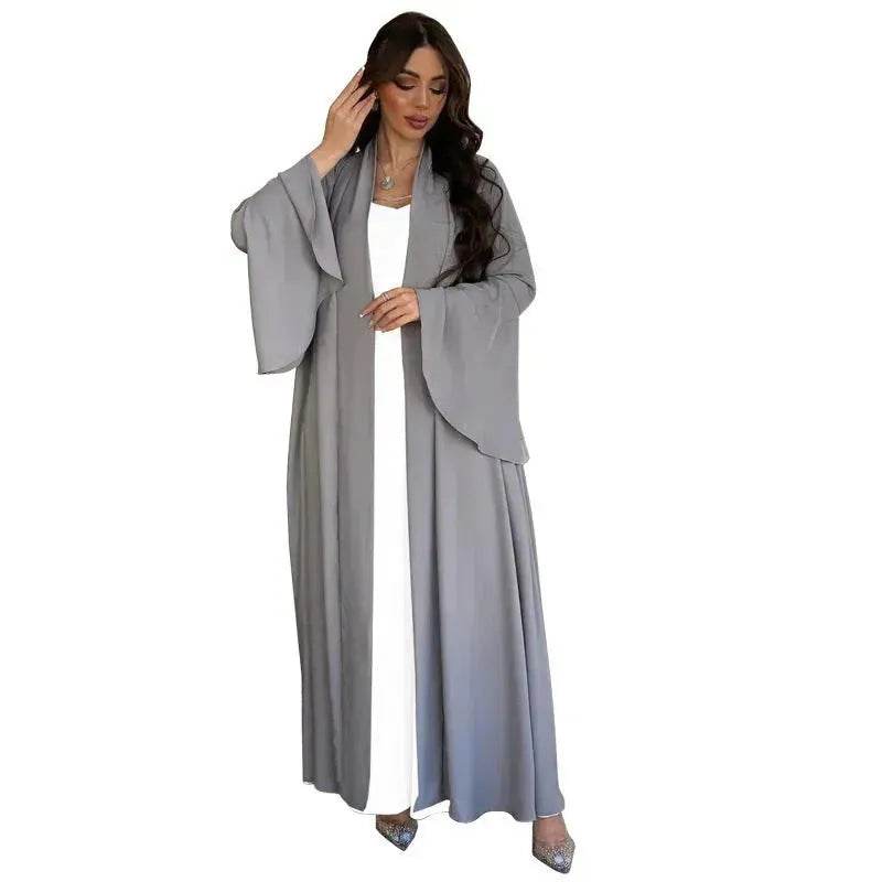 Abaya two piece set Elegant Satin Plain Color Abaya Kimono Open front Abaya Dubai Abaya wear for Middle East Women - EX-STOCK Canada