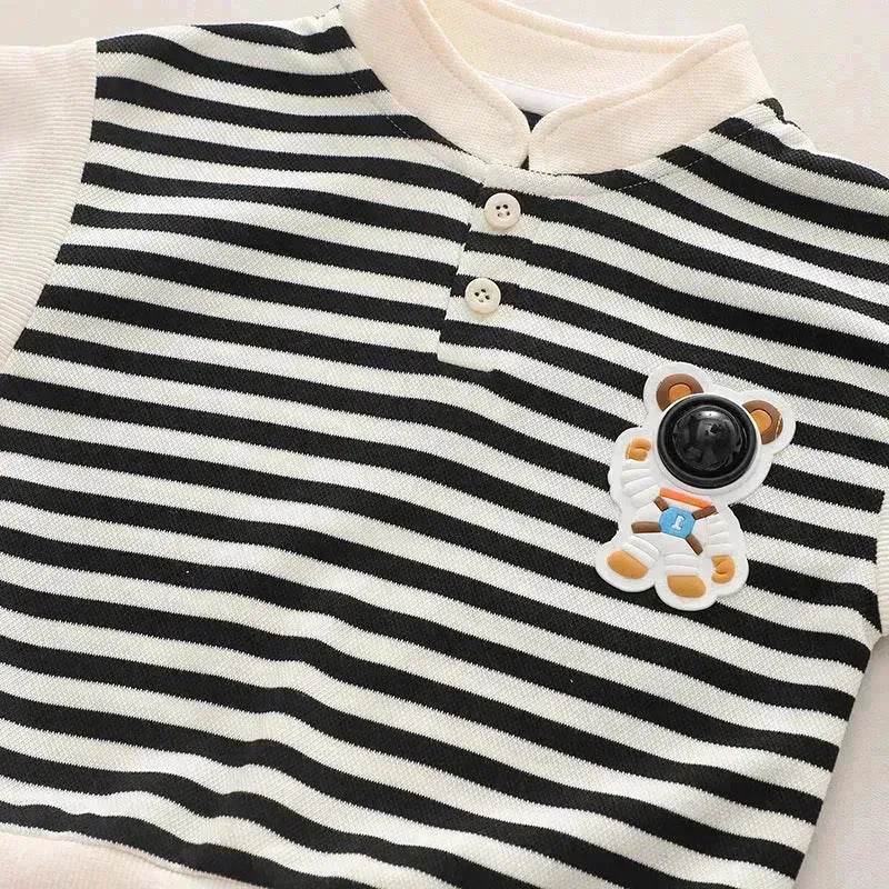 Casual Letter Stripes Loose Round Neck Boys' Long Sleeve Sweater Suit Two piece for boys - EX-STOCK Canada