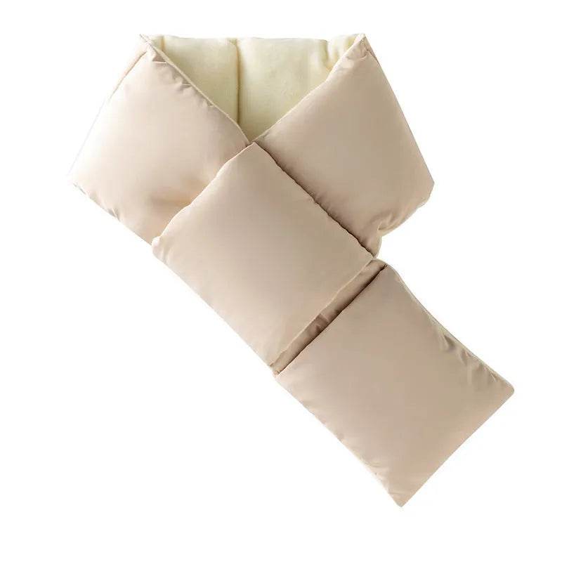 Warm Cross-design Pocket Scarf For Women Winter Outdoor Sports Skiing Cold-proof Down Cotton Plus Velvet Short Scarf - EX-STOCK Canada