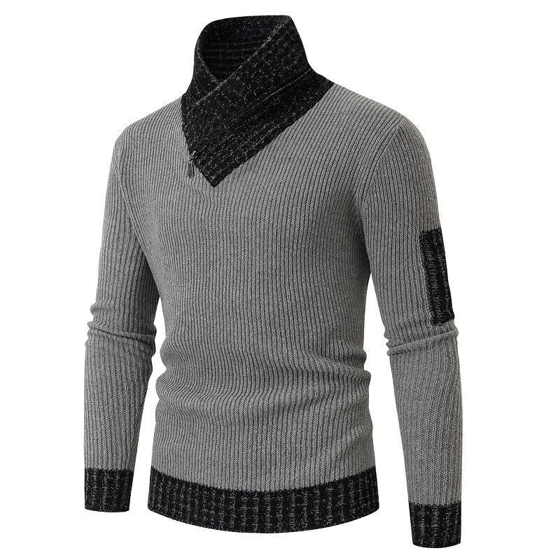 Independent Station Casual Slim Knit Pullover Long-sleeved Scarf Collar Sweater Men's EX-STOCK Canada