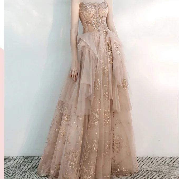 Toast Dress Female Wedding Bridesmaids Breast Wipe Long Skirt Dinner Annual Meeting Host EX-STOCK Canada