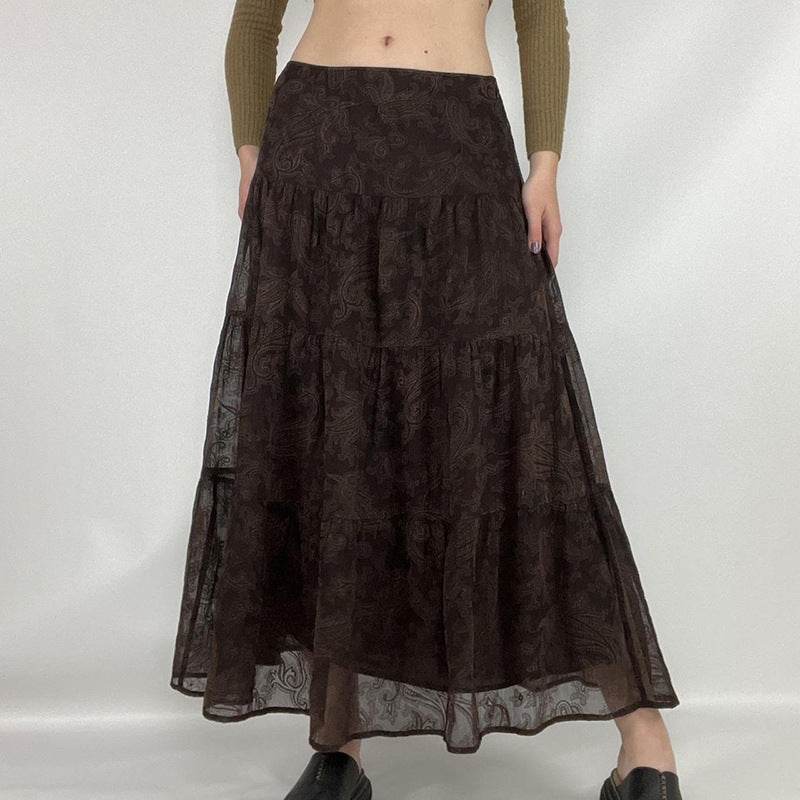 Retro Paisley Printed Skirt Women's Low Waist Midi skirt - EX-STOCK Canada