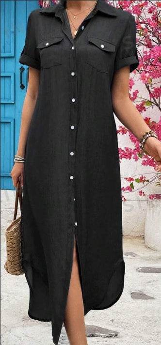 Women Summer Denim-Look Longline Shirt Dress - EX-STOCK Canada