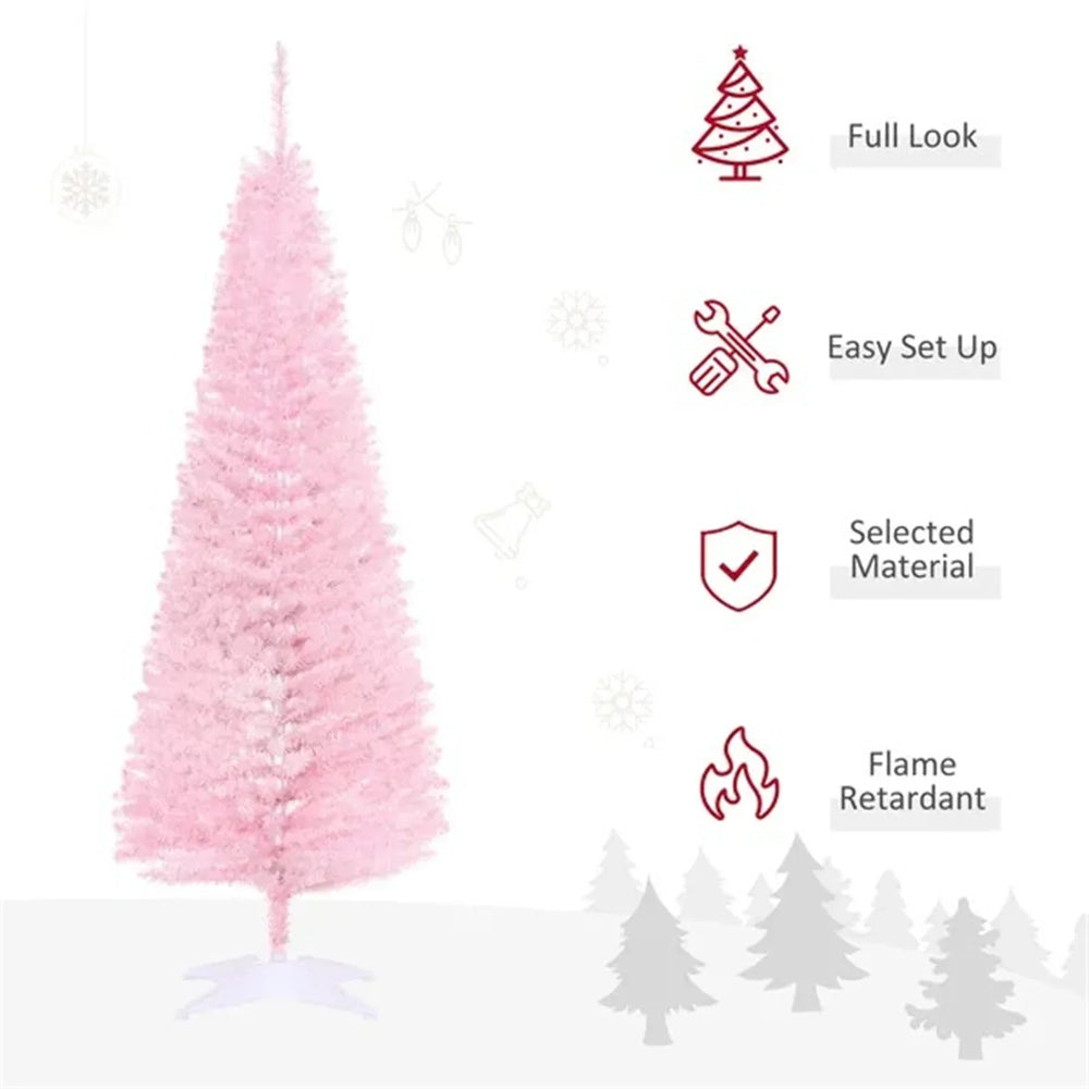 5FT Artificial Christmas Tree, Pencil Christmas Tree With Realistic Branches, Stable Stand EX-STOCK Canada