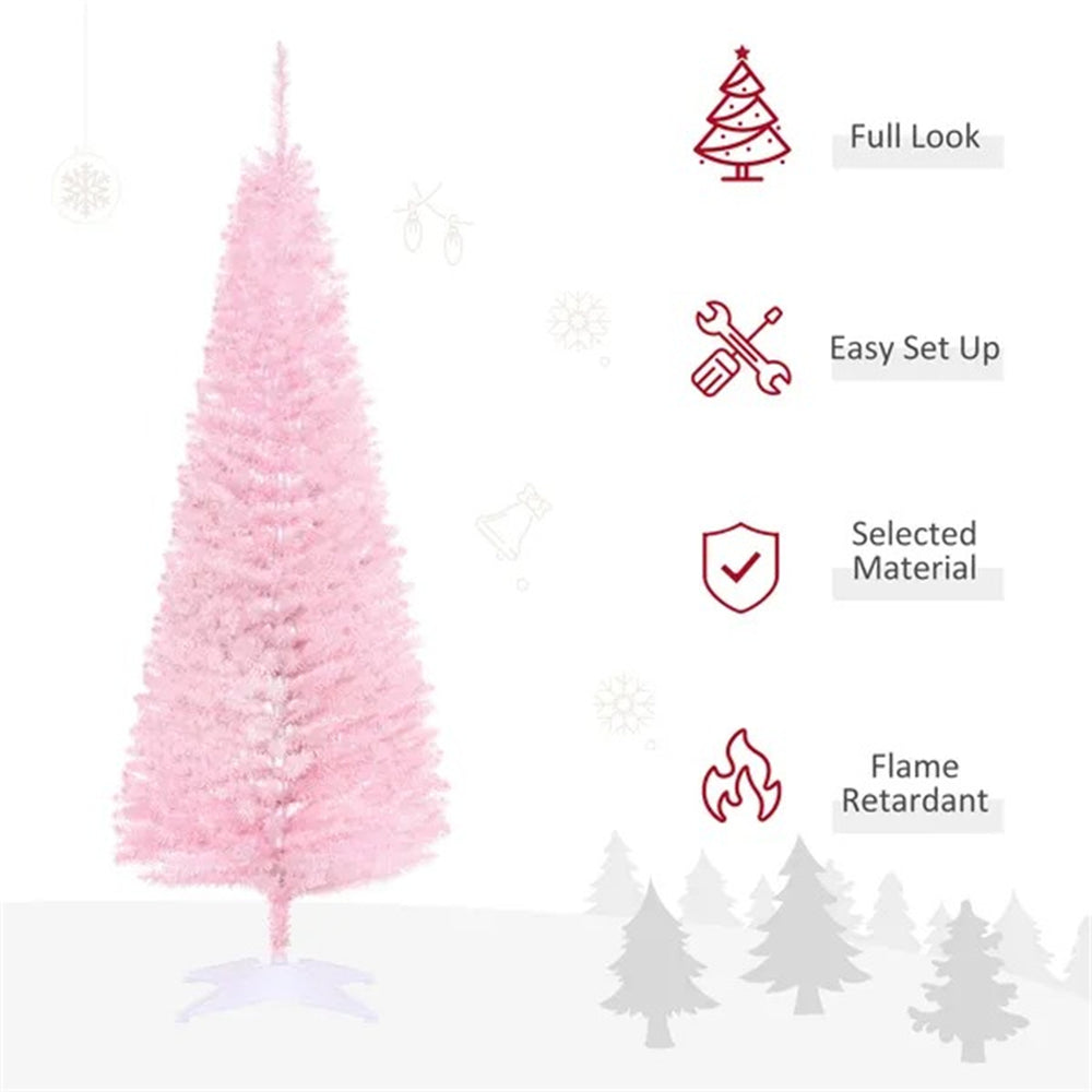 5FT Artificial Christmas Tree, Pencil Christmas Tree With Realistic Branches, Stable Stand EX-STOCK Canada