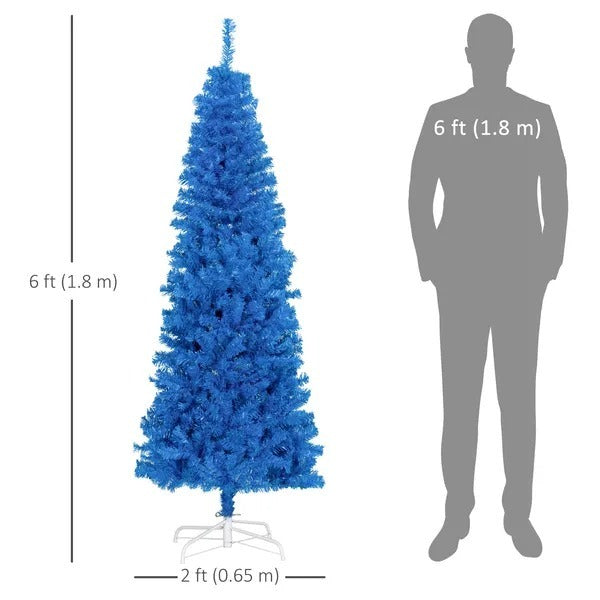 6FT Pencil Christmas Tree, Artificial Christmas Tree With Automatic Open For Home Party, Blue EX-STOCK Canada