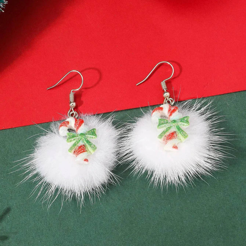 Winter Snowflake Hair Ball Earrings Ins Cute Christmas Elk Santa Claus Stock Element Earrings Women Jewelry - EX-STOCK Canada