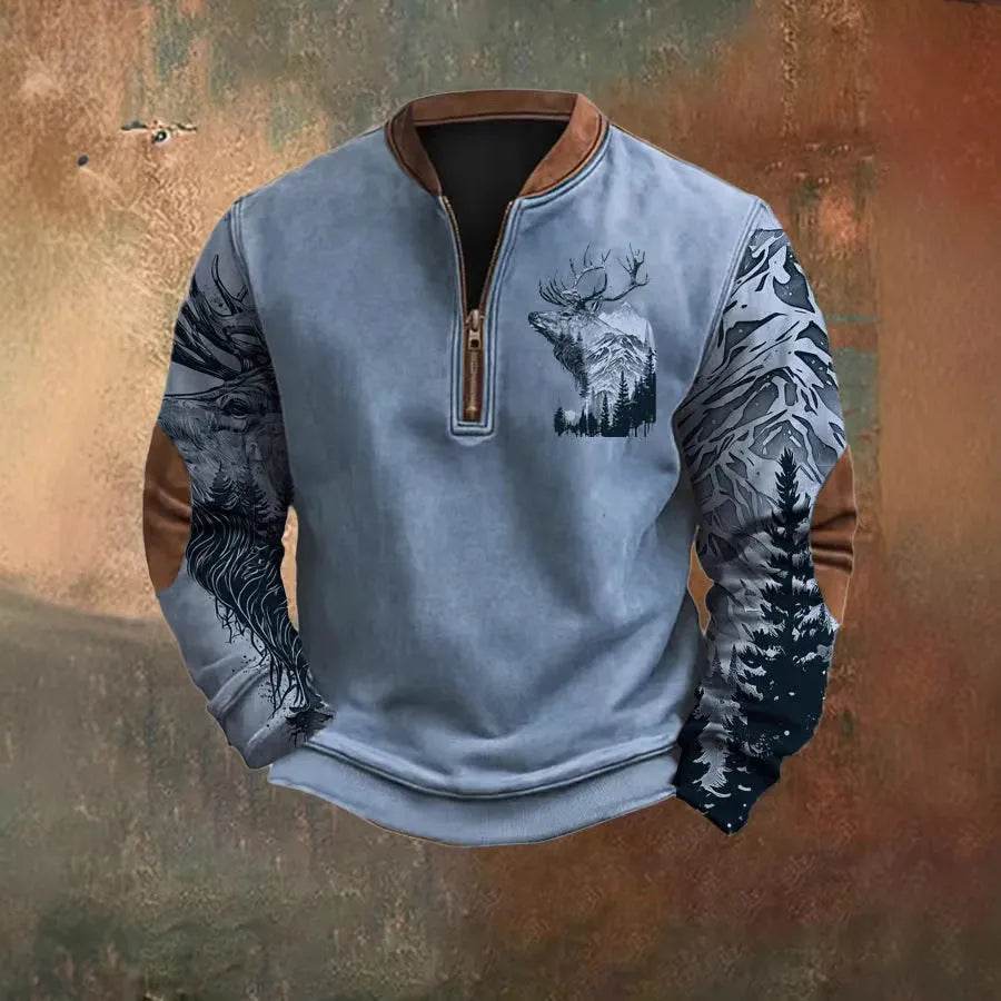 Men Polo Half Zipper Sweatshirt Men's 3D Printing Pullover top - EX-STOCK Canada