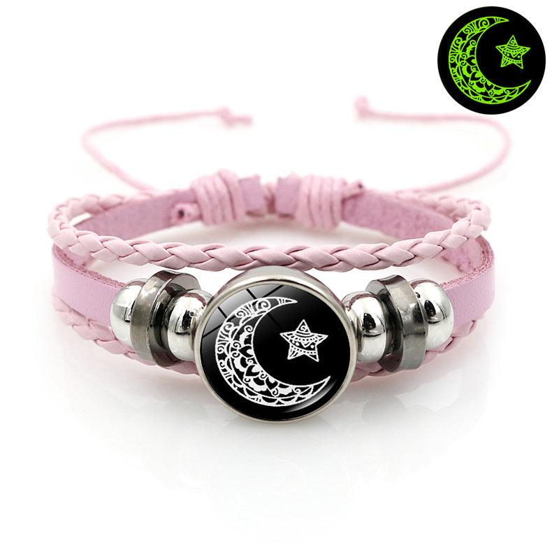 Bracelet en cuir pour couple d'amoureux du soleil et de la lune lumineux - EX-STOCK Canada