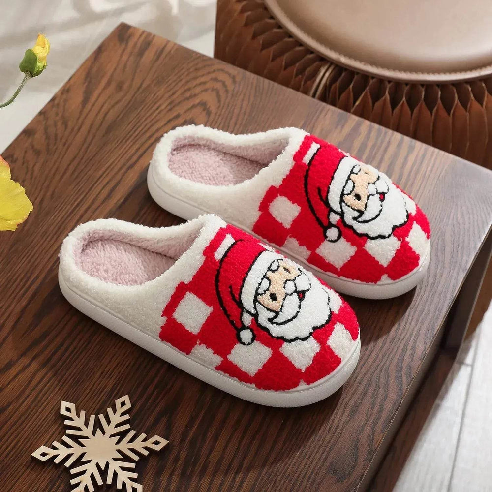 New Christmas Plaid Santa Claus Slippers Winter Indoor Non-slip Floor Bedroom Fuzzy House Shoes For Women Home Slipper - EX-STOCK Canada