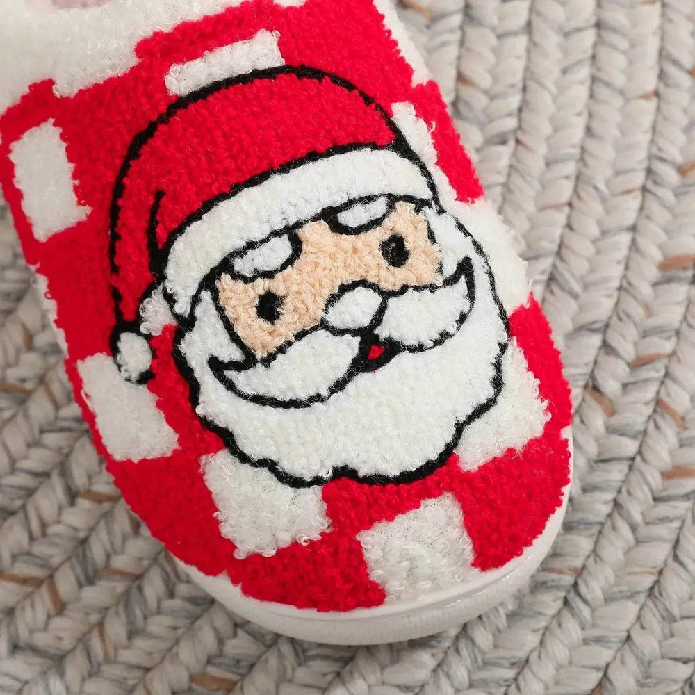 New Christmas Plaid Santa Claus Slippers Winter Indoor Non-slip Floor Bedroom Fuzzy House Shoes For Women Home Slipper - EX-STOCK Canada