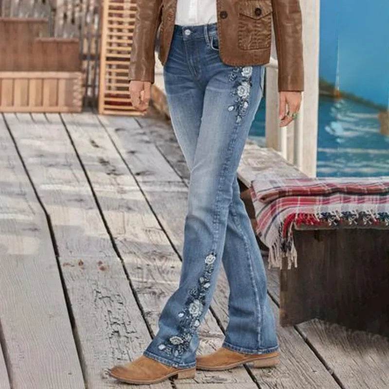 Women's Embroidered Bootcut Slim Fit Jeans - EX-STOCK Canada