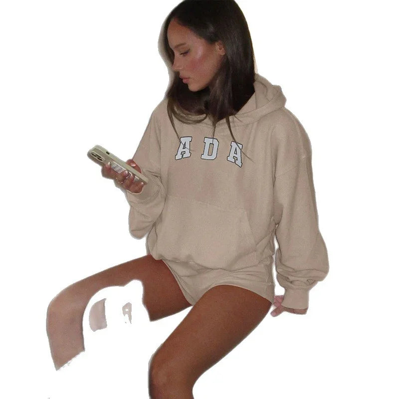 Casual And Versatile Letter Loose Hoodie With Fleece Lining For Women EX-STOCK Canada