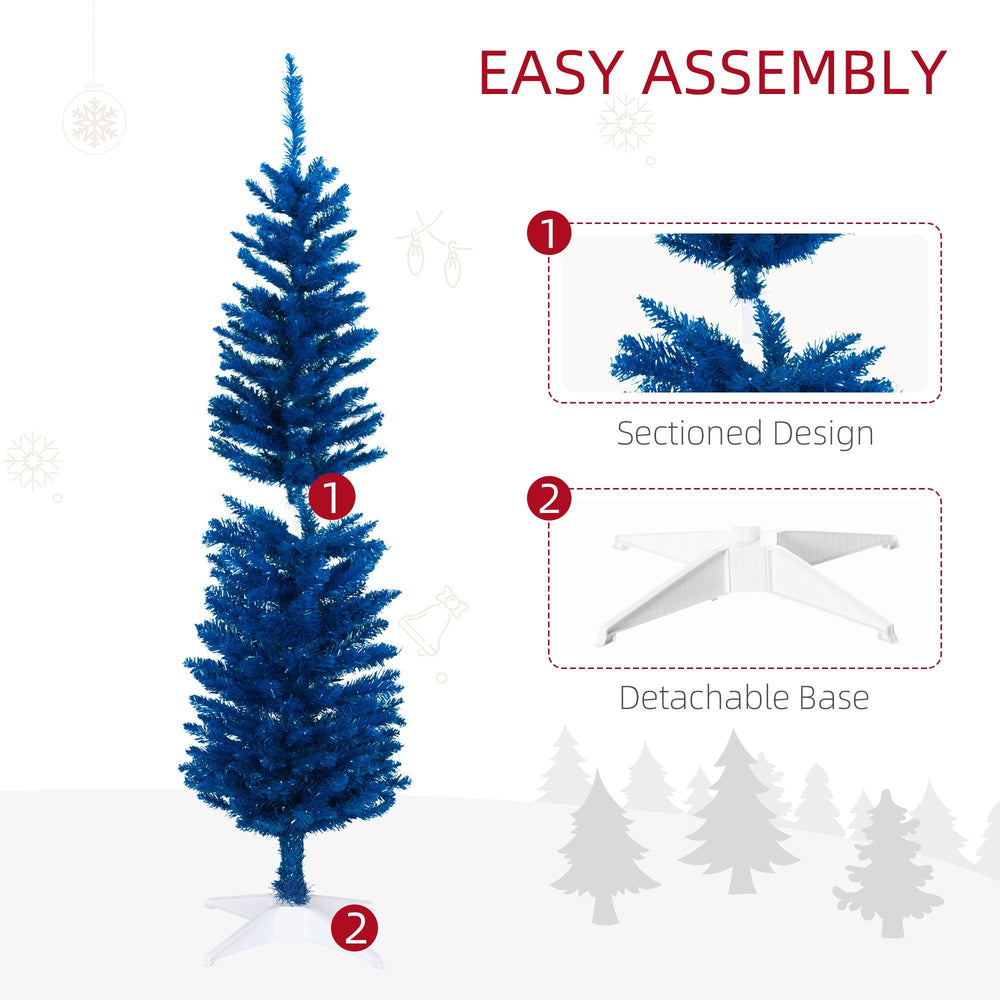 5ft Pencil Christmas Trees, Skinny Artificial Christmas Tree For Xmas Holiday Decor, Deep Blue EX-STOCK Canada