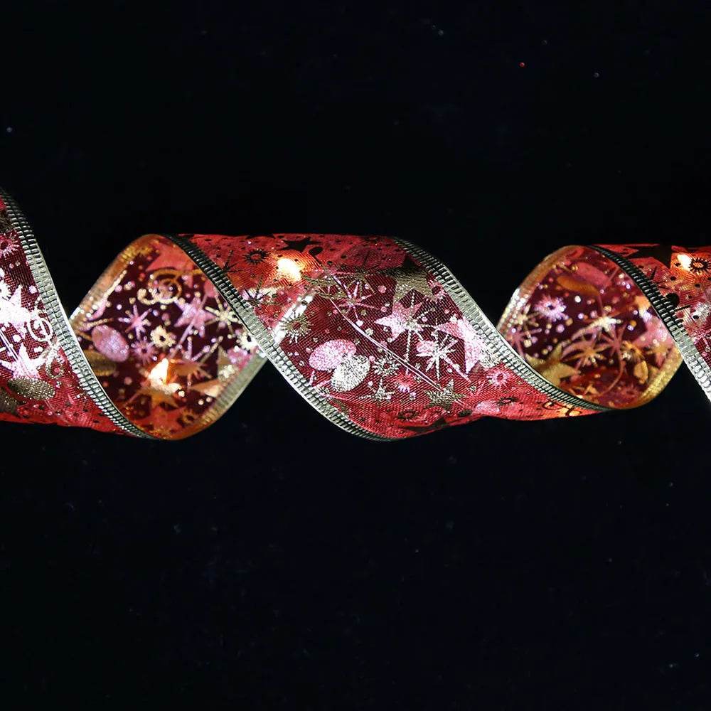 LED Lights Hot Stamping Double-layer Ribbon Christmas Decorations - EX-STOCK Canada