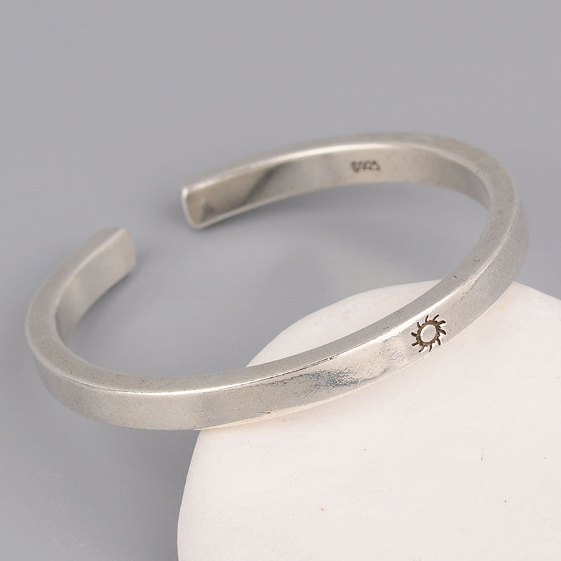 Silver Vintage Distressed Sun Moon Couple Bracelet - EX-STOCK Canada