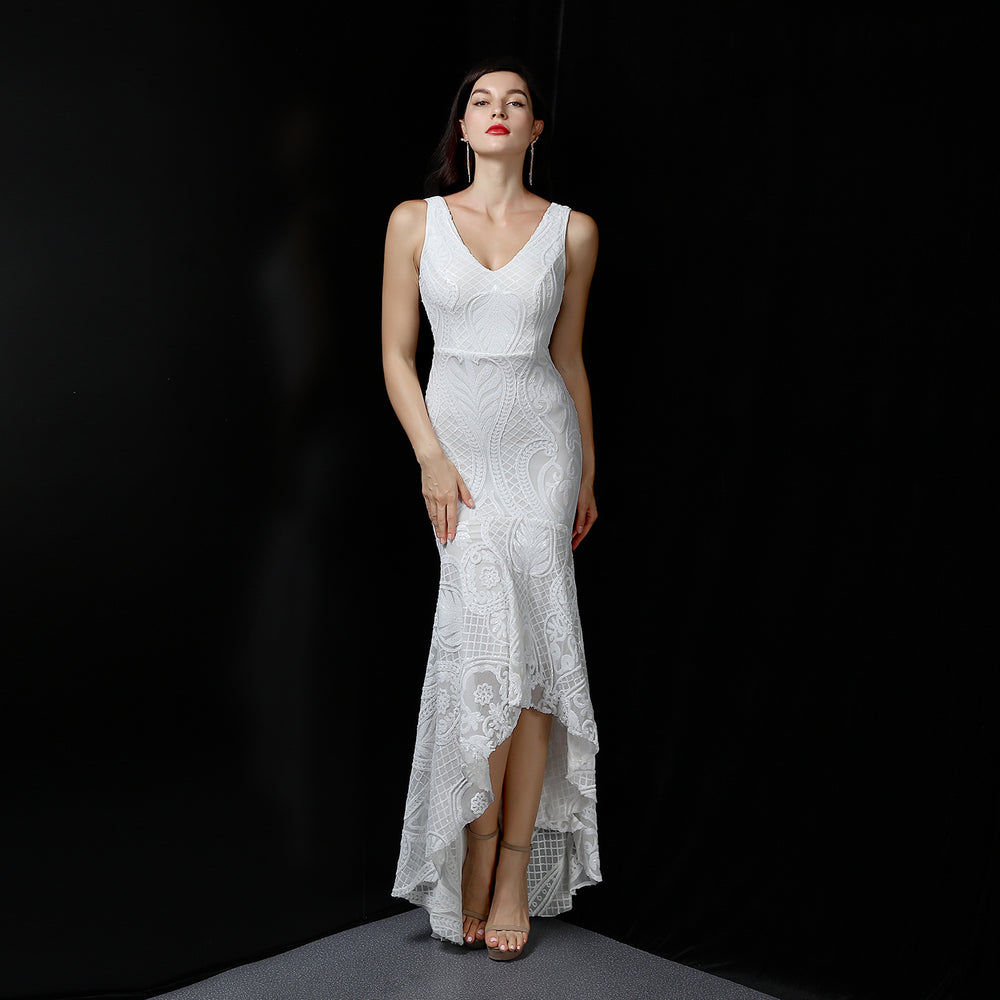 Evening Female V-neck Sexy Night Show Ladies Party Dinner Dress Host EX-STOCK Canada