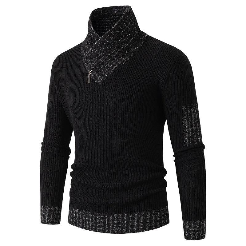 Independent Station Casual Slim Knit Pullover Long-sleeved Scarf Collar Sweater Men's EX-STOCK Canada
