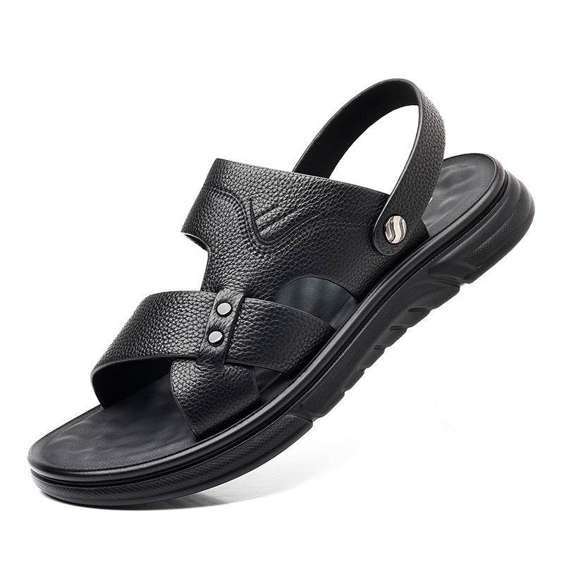 Men's Breathable Genuine Leather Beach Shoes Casual Soft Bottom Middle-aged And Elderly EX-STOCK CANADA