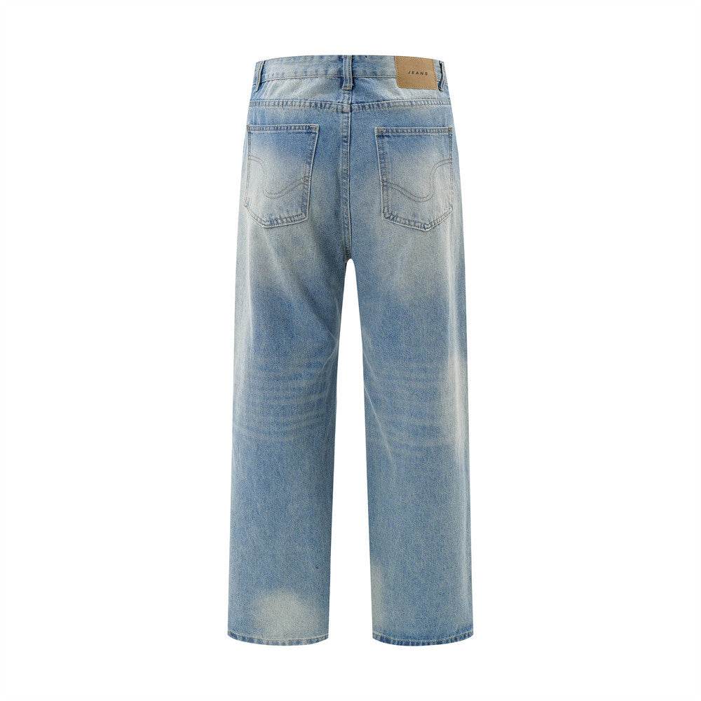 American Retro Wash Gradient Spray Painting Denim Trousers Men Jeans - EX-STOCK Canada